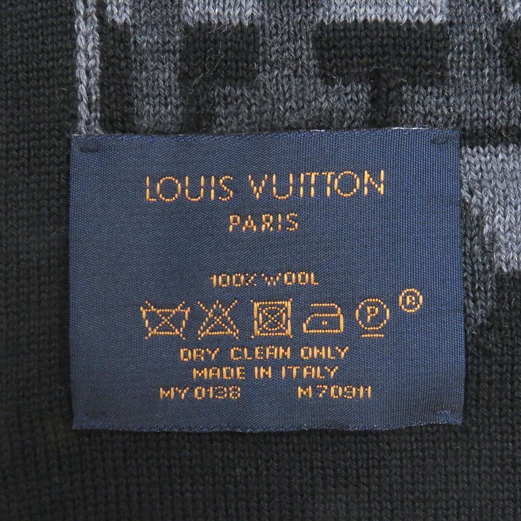 Great LOUIS VUITTON Scarf Esharp / LV Split All-over Anthracite Wool Mens M70911 Used