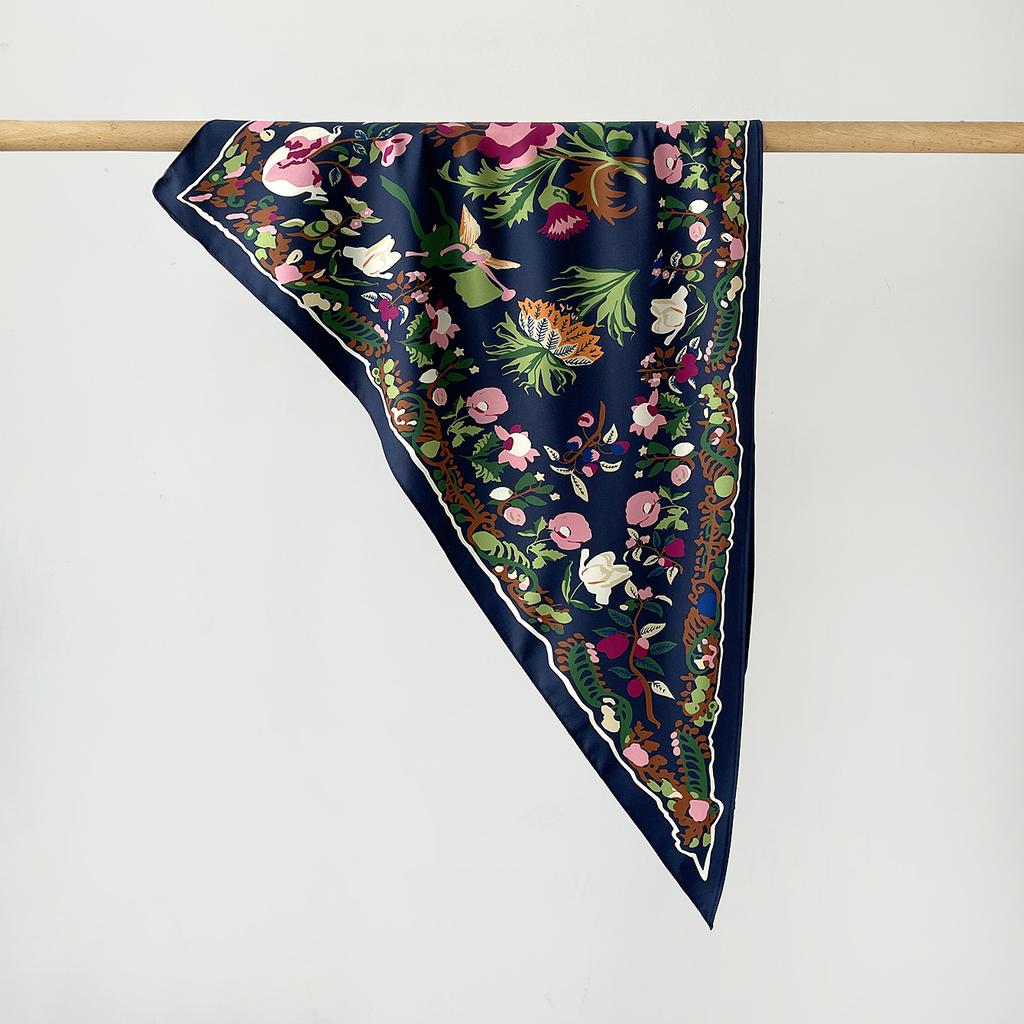 Twill Light Luxury High Sense Simulation Silk Headscarf Waist Triangle Scarf Silk Scarf Multi-Function