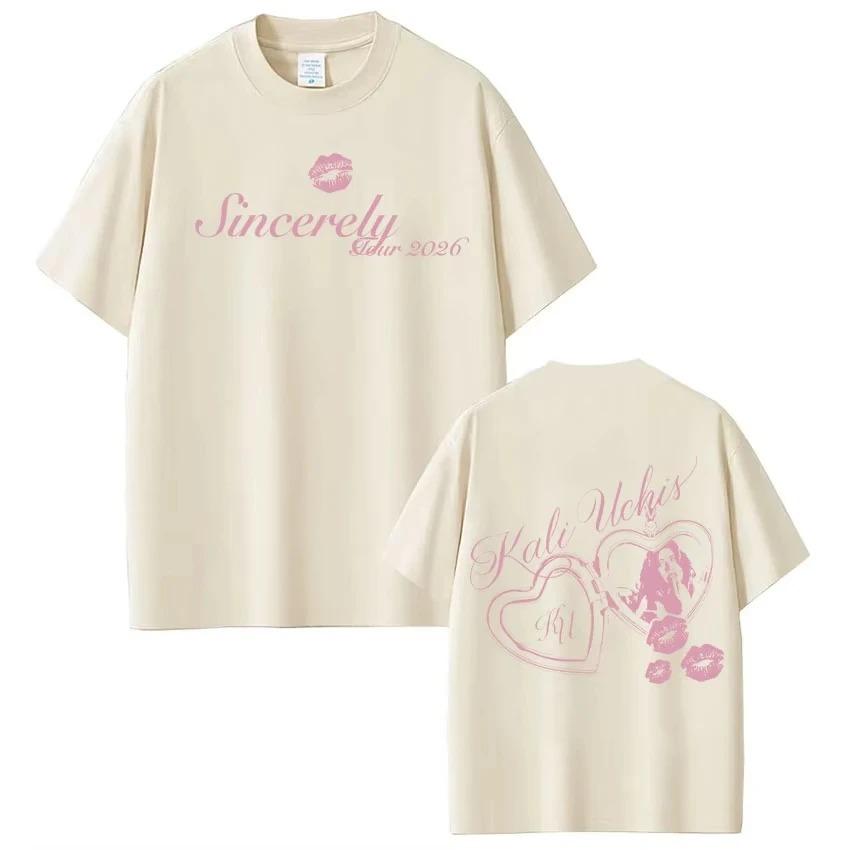 KALI UCHIS Sincerely Tour 2026 Print Tshirt Men Women Fashion pure cotton Tshirts Summer Harajuku Casual TShirts Streetwear