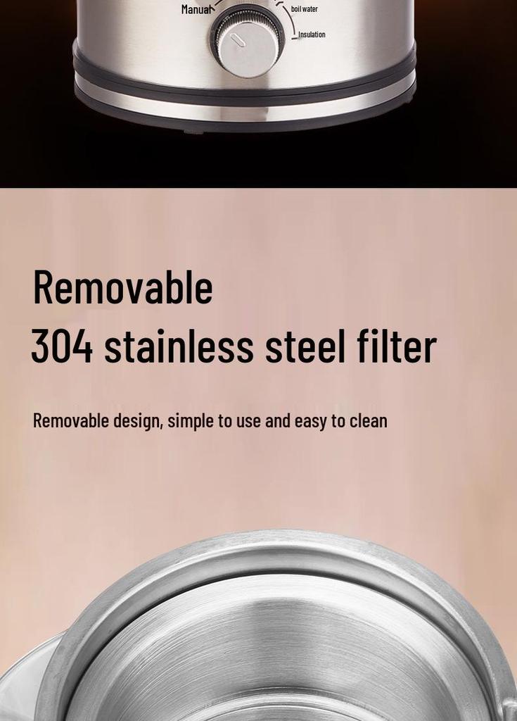 Electric Glass Tea Kettle with Steaming Function - Large Capacity for Black Tea