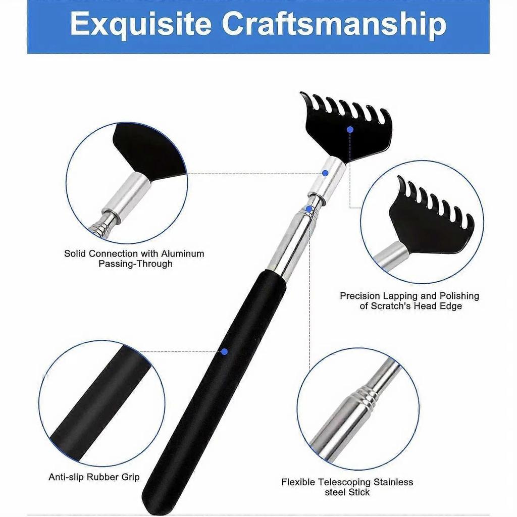 #Compact Retractable Back Scratcher - Portable Stainless Steel Massager for Home Use, Purple Color, Set 1, Anti-Itch Tool