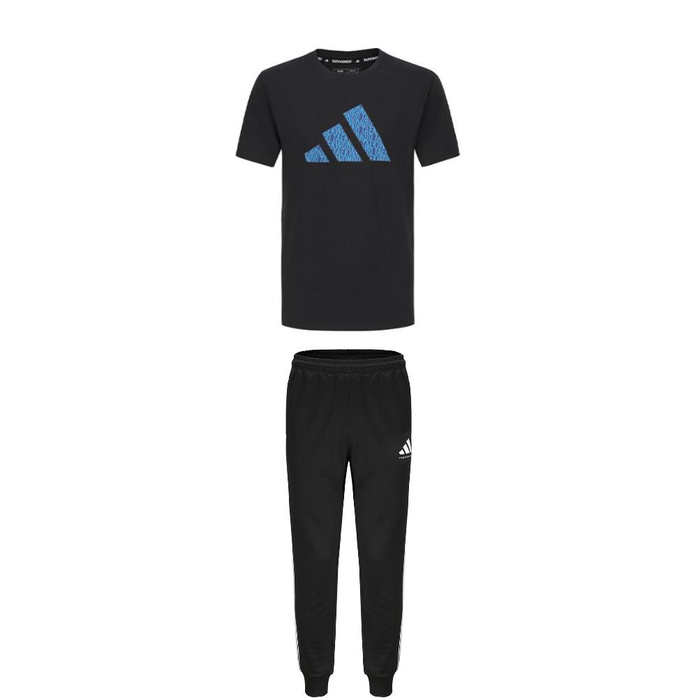 

Adidas Taekwondo Breathable Round Neck Pullover Short Sleeve T-Shirt Striped Fashion Cuffed Long Pants Casual Sports Suit ADICLTSPSTK-BBU+TR30P1T-BW 2XL