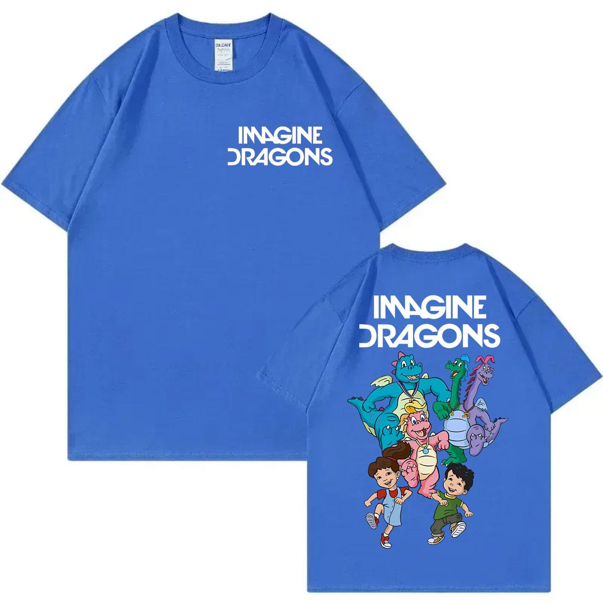 

Limited Imagine Dragons Rock Band Cartoon T-shirt Loom World Tour T Shirts Men Women High Quality Fashion T-shirts 3XL