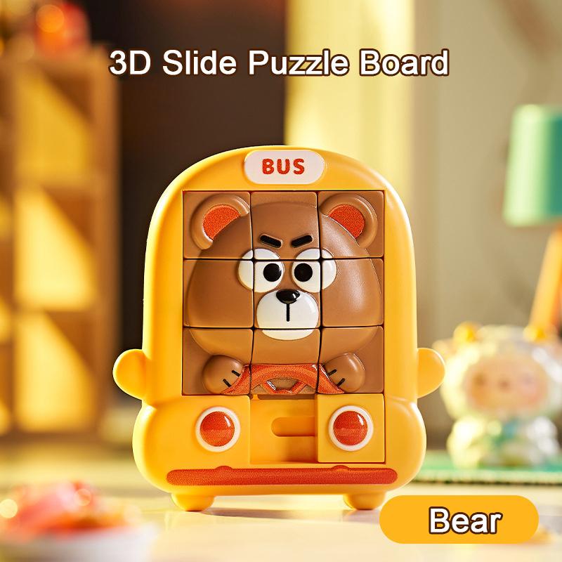 

3D Пазл-слайдер с животными, Развивающая игра-лабиринт Монтессори для тренировки логики с милыми фигурками питомцев Bear