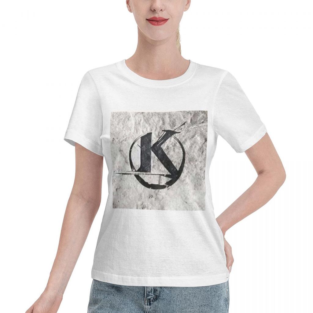 Black Kaamelott Logo On A Gray Background TShirt Women Short Sleeve T Shirts Round Neck Clothes Cotton Summer Tees Streetwear