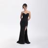 2025 Summer New Product Fashionable and Elegant Solid Color Tube Top, Backless Slim Fit, High Split Fork Fine Flash Hip Dress