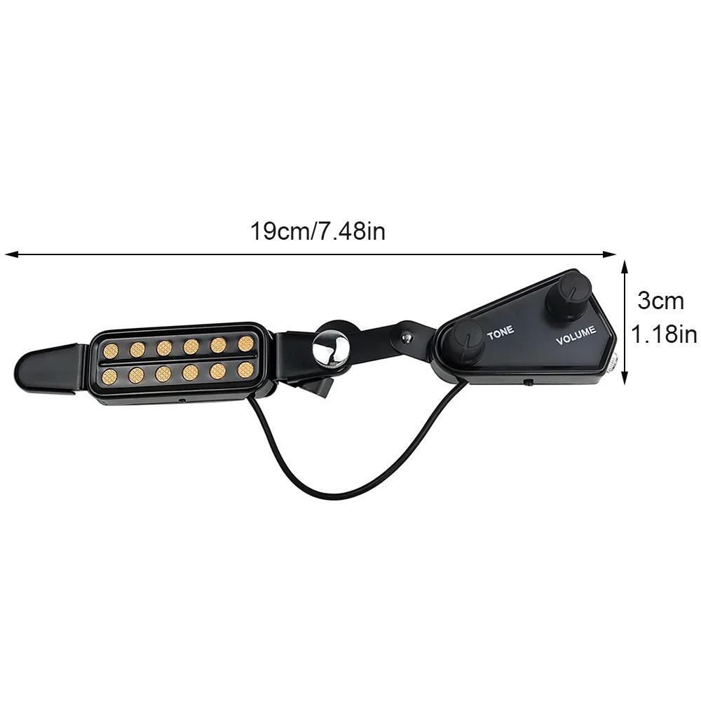 12 Sound Hole Guitar Pickup Acoustic Electric Transducer For Acoustic Guitar Magnetic Preamplifier With Tone And Volume Control
