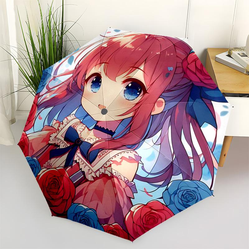 1pc Rose Garden Folding Umbrella Auto-Open Close, Portable Design, Iron Frame, Outdoor Use, Gift for Fans & Travelers, Suitable for Daily Use.L027