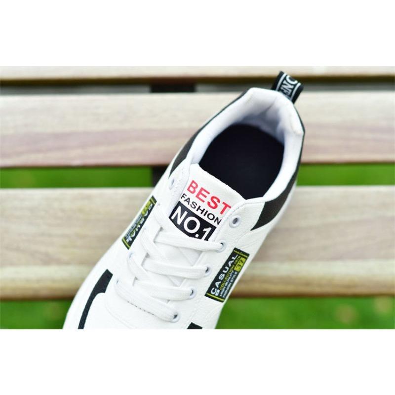 Men's Sports Shoes Light PU Leather Casual Shoes Outdoor Non Slip Sneakers for Men Lace Up Running Shoes Vulcanized Shoe Tennis