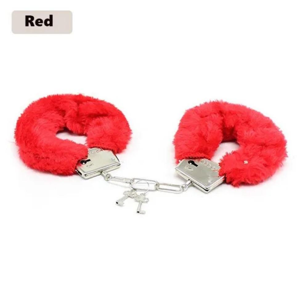 1 Set Adult Product Solid Color Plush Handcuffs Couple Game Fun Toy Handcuffs Accessories