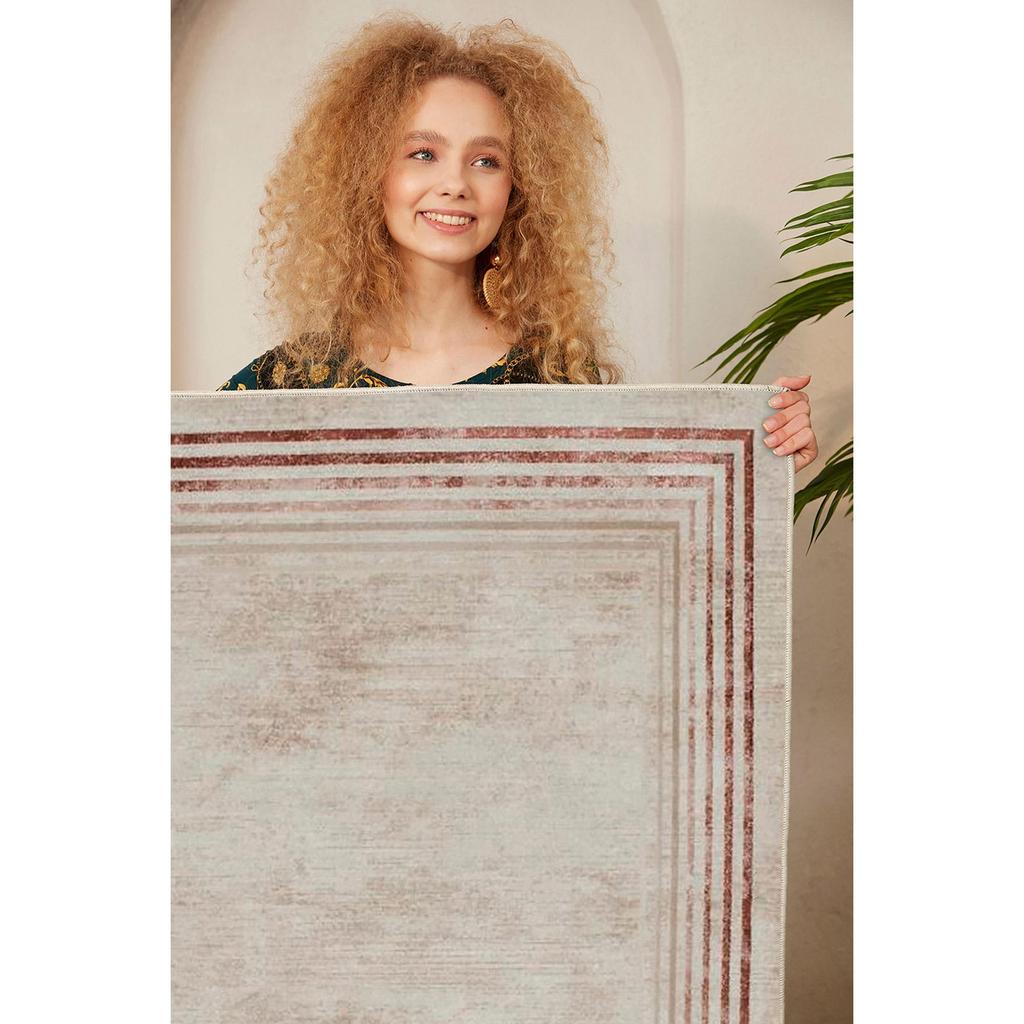 Dekorativer rutschfester Bodenrandmuster-Wohnzimmerteppich, spezielles Design, dünner, waschbarer Teppich