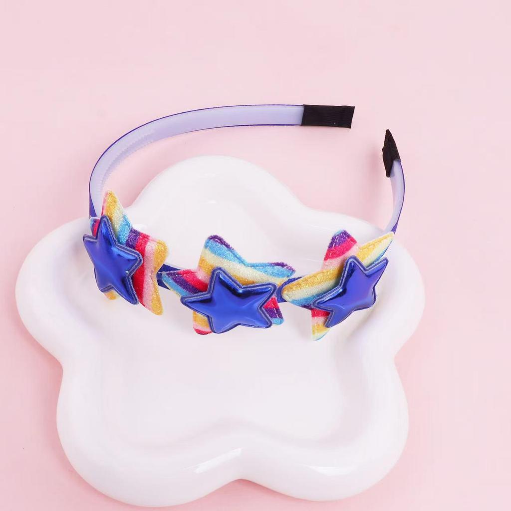 Children's Gradient Rainbow Sequin Star Headband - Colorful Double Layer Party Hair Accessory