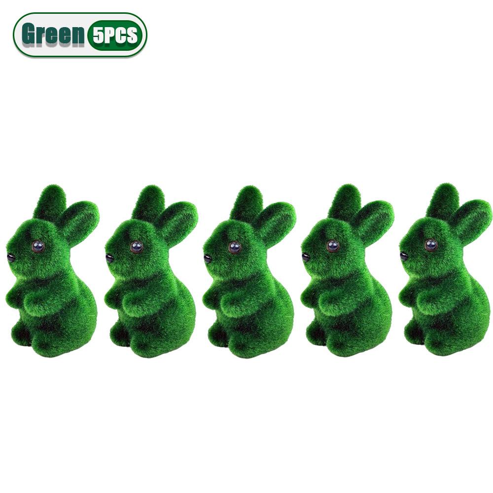 1-20PCS 3D Realistic Easter Bunny Green Foam Flocking Moss Rabbit Craft Ornament Gardening Decor Spring Home Decoration