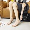 Women's Chunky Heel Summer Slippers: Transparent One-Strap, Crystal High Heel, Half-Slippers for Outdoor Wear