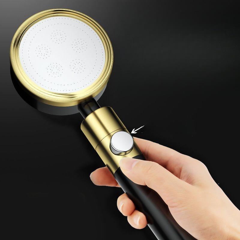 Aluminum Black and Gold Hand Shower Head with Boost Pressure Ion Water Purification Filter Universal Handheld Shower Head