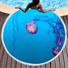 Jellyfish Round Beach Towel Microfiber Absorbent Quick Dry Sand Free Picnic Mat for Bathroom Pool Surf Travel Outdoor Meditation