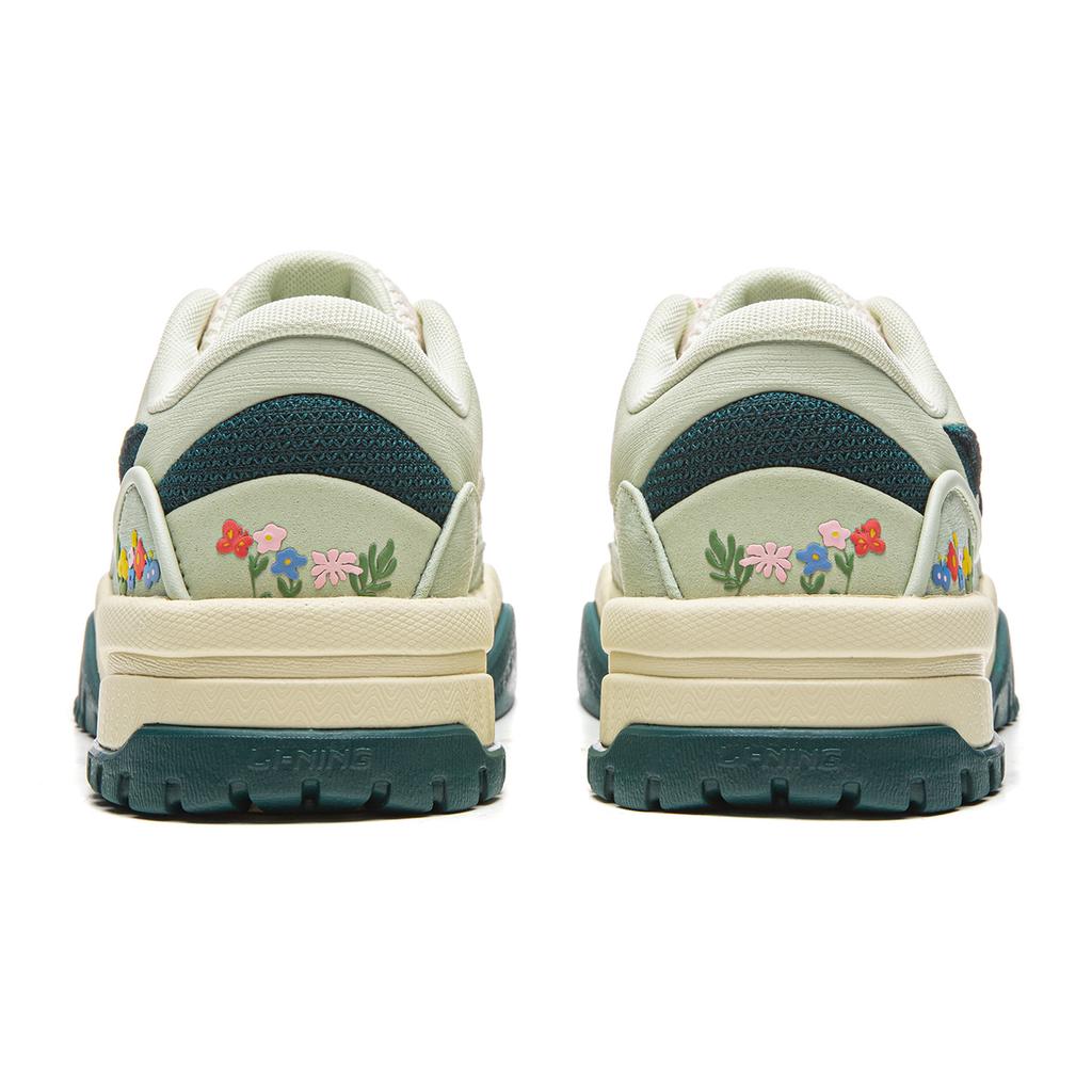 Li Ning Classic Versatile Fashion Thick Sole Comfortable Rebound Non-Slip Wear-Resistant Breathable Low-Top Skate Shoes Women sneaker Green AGCW166-1
