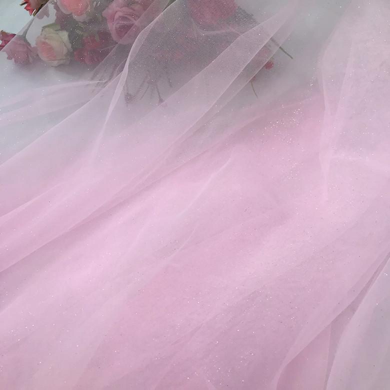 Glitter Mesh Tulle Fabric By The Meter for Clothing Wedding Dress Shirt Veil Background DIY Sewing Decoration Cloth Blue Pink