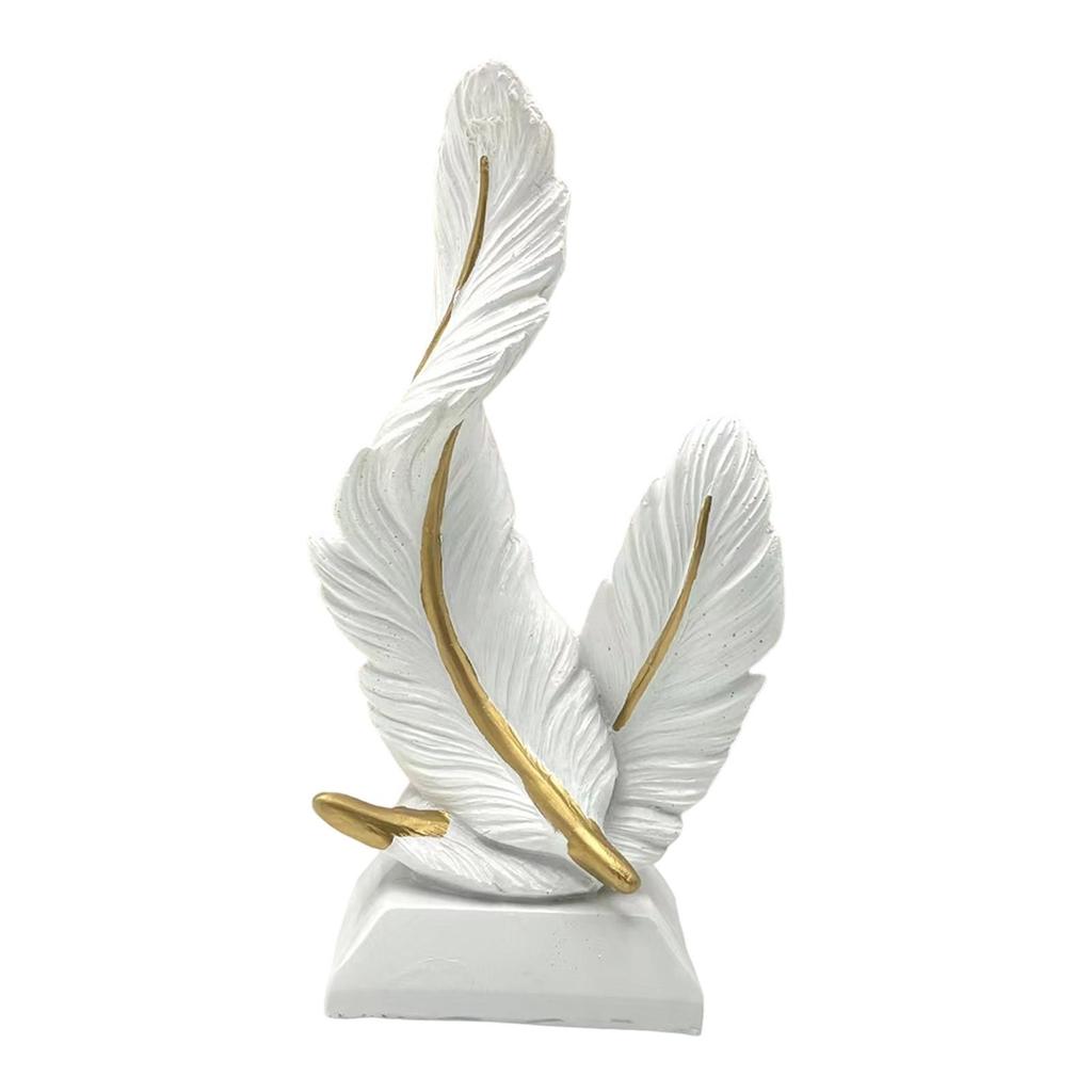 Double Feather Statue Home Accessory Decorative Figurine Table Centerpiece Modern Made of