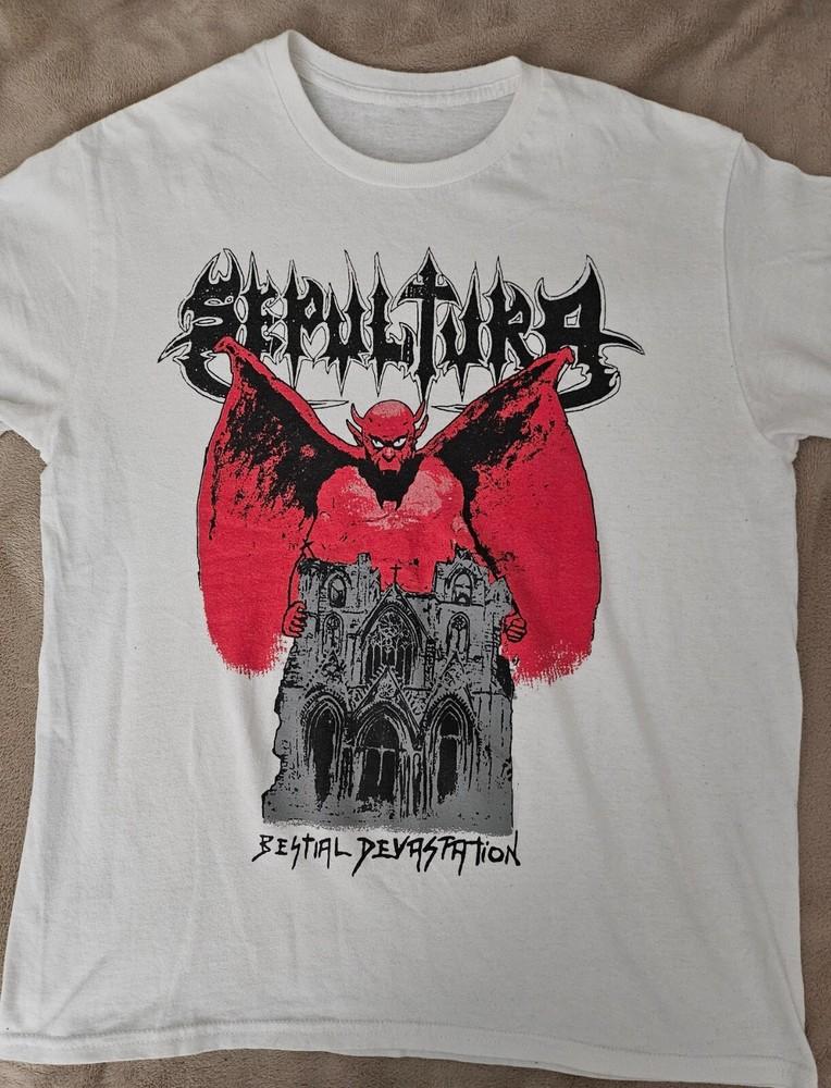 Новая Sepultura Bestial Devastation Хлопок Унисекс Все размеры DO64 Унисекс Футболка M