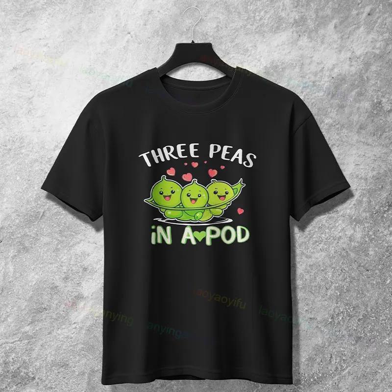 

Three Peas in A Pod Cute Graphic TShirt Soft Cotton Short Sleeve Casual Tee for Triplets Parents 4XL