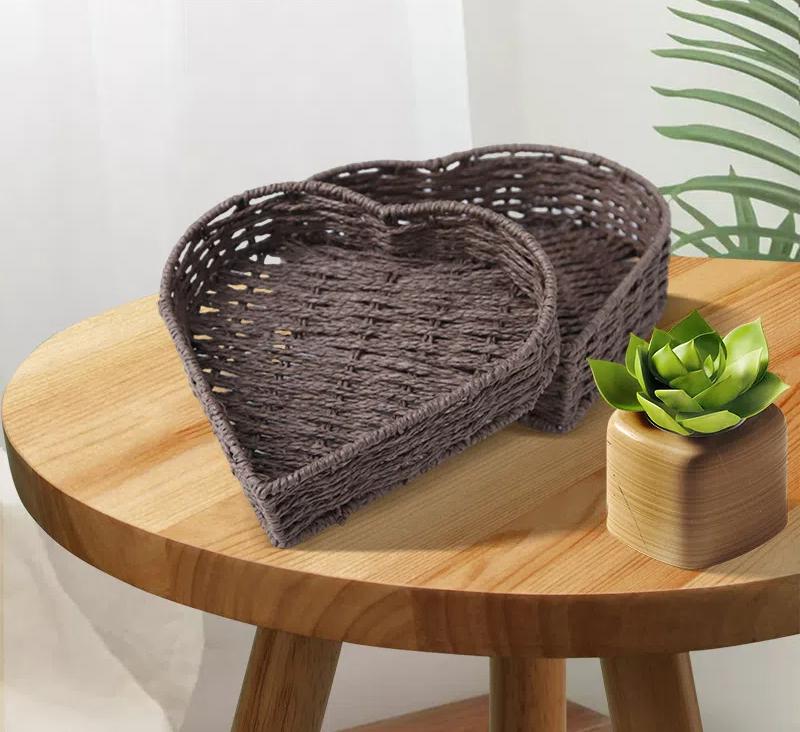 Storage Basket Desktop Love Storage Box Weaving Storage Basket Toy Storage Box Vine Weaving Storage Frame
