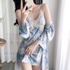 New women's summer ice silk pajamas sexy chest pads spring and autumn suspenders Internet celebrity shorts two-piece loungewear set