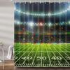 Football Field Shower Curtains for Bathroom, Sports Theme Bath Curtain Set for Men, Fabric Bathroom Accessories Restroom Decor 12 Hooks Included (69"