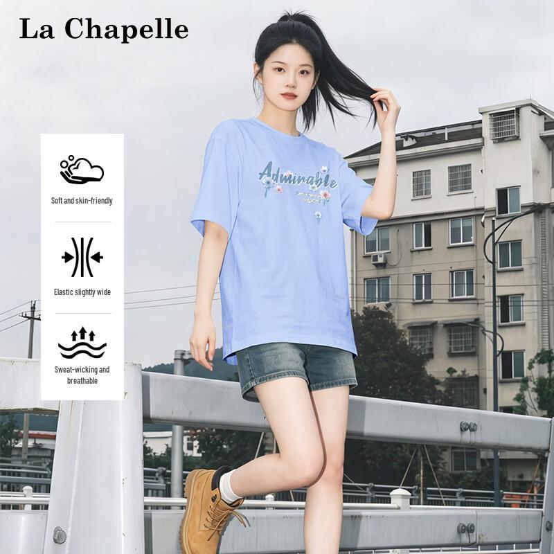 La Chapelle Women s Cotton T-shirt with Cherry Blossom Graffiti 2XL