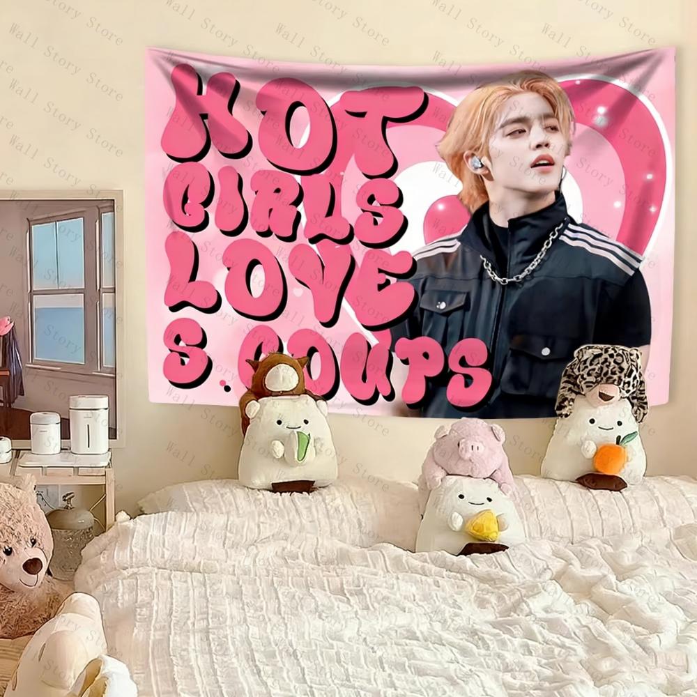 Kpop Singer Tapestry SScoups Home Decor Wall Hanging Bedroom Dorm Background Cloth Hot Girls Concert Banner Birthday Gift Flags
