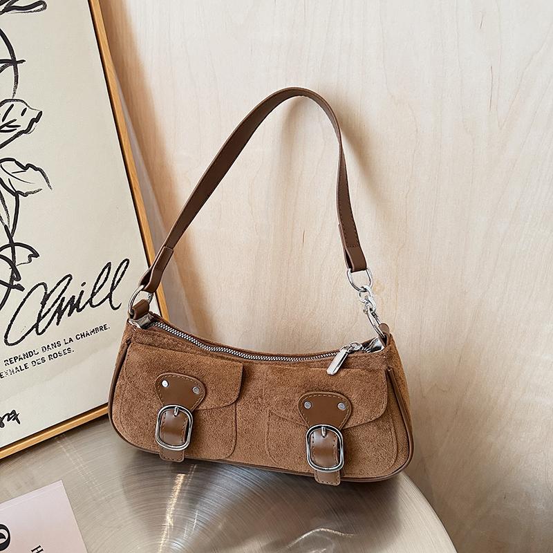 High-End Unique Fashion Women's Bag 2025 New Design Retro Underarm Crossbody Bag Soft Suede Leather Daily Match Shoulder Bags