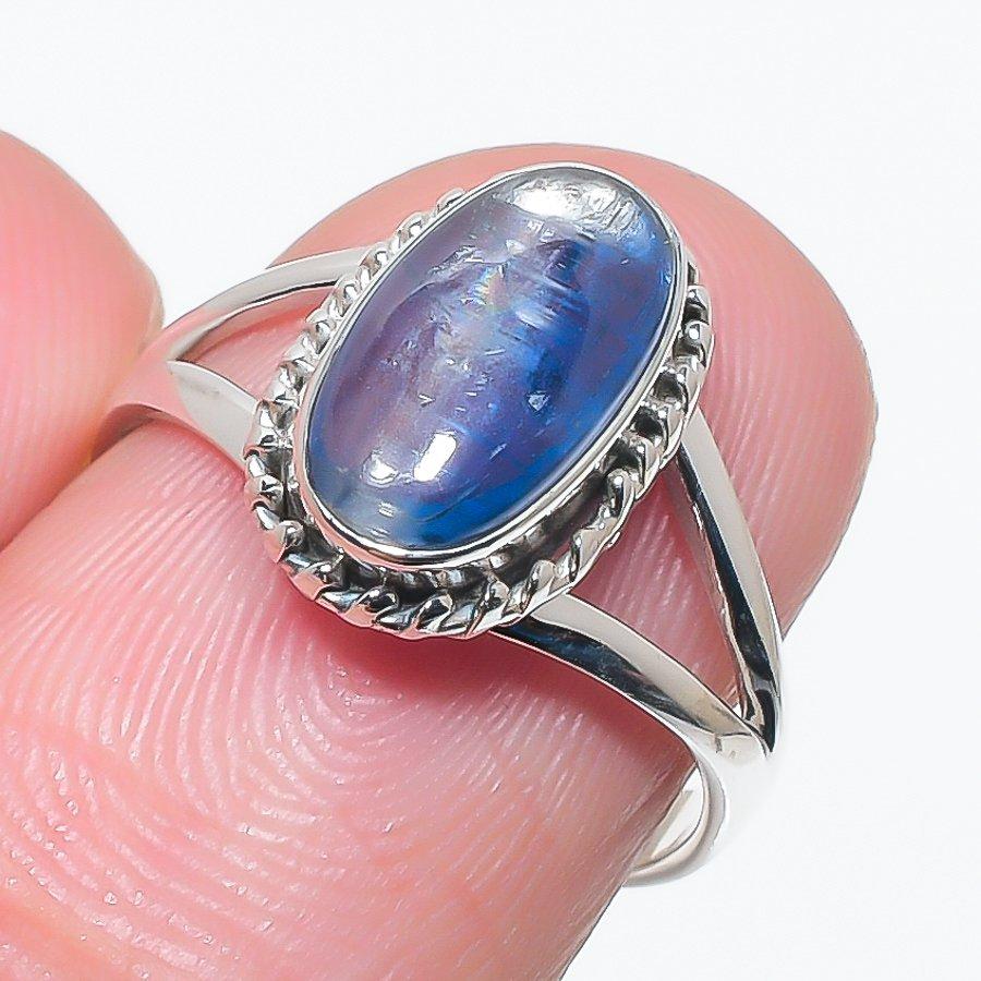 

Natural Blue Kyanite Gemstone Handmade 925 Solid Silver Jewelry Ring Size 7 M3E79