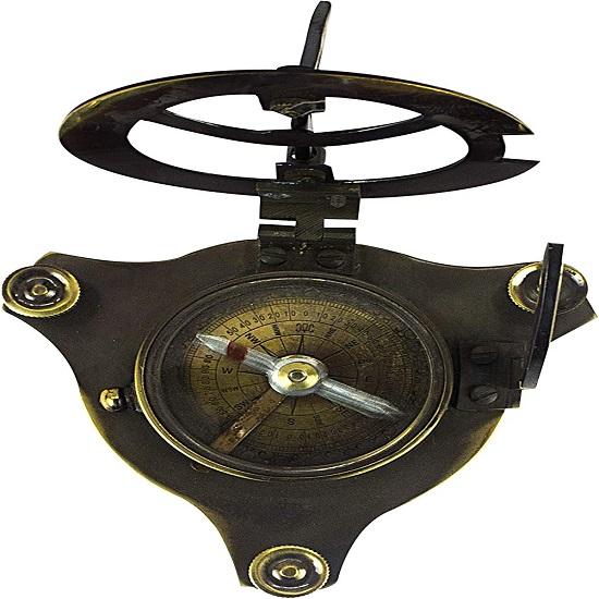 Vintage mosiężny zabytkowy morski zegar słoneczny kompas w pełni funkcjonalny, ręcznie robiony prezent