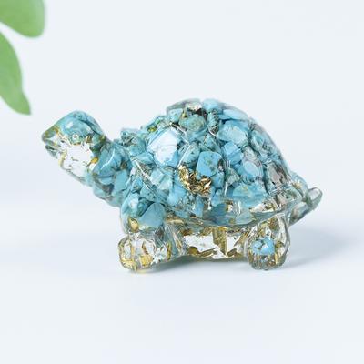 Naturkristallkies Harzbeschichtete Miniatur-Schildkröte Aquarium-Ornament Amethyst Handwerkskunst Schreibtisch-/Auto-Innendekoratives Stück