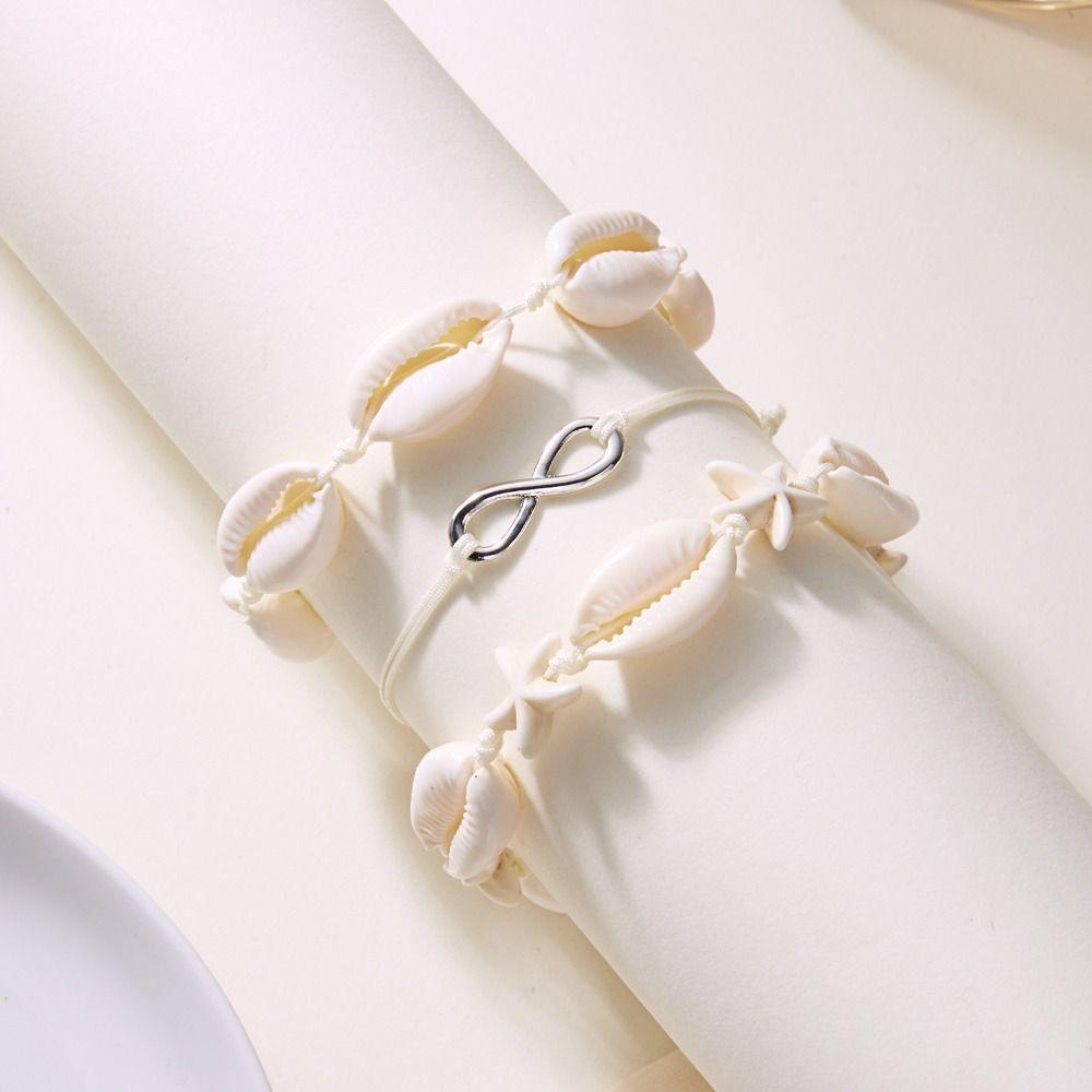 Sweet Ocean Style Hand Chain Jewelry Bohemia Bracelet Set Vintage Starfish Shell Bracelet  Beach