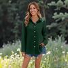 Women's Casual Solid Color Tops Long Sleeve Button Loose Breathable Shirt