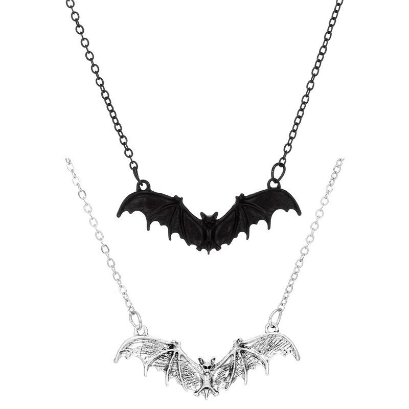 Gothische Schwarze Fledermaus Kettenhalskette - Halloween Punk Vampir Schmuck