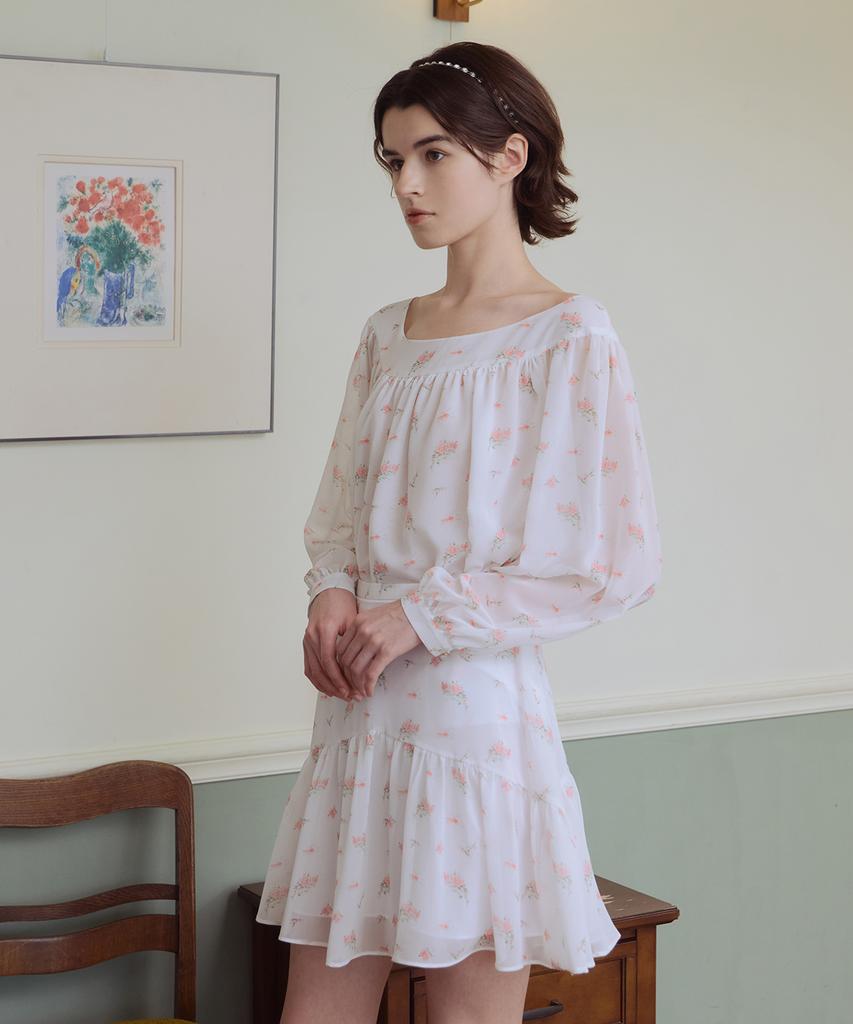 Aiseugadeuneiogongpal Splendeur De La Rose Print Skirt