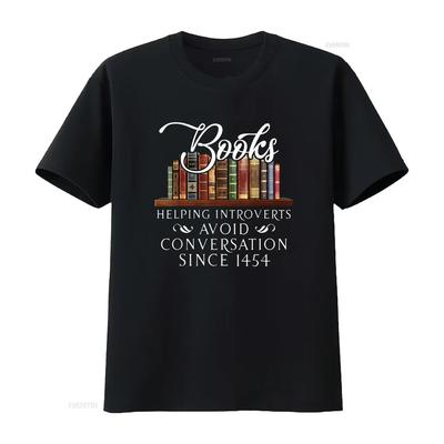 Bücher helfen Introvertierten, Gespräche zu vermeiden T-Shirt vintage gewaschen Streetwear weiche Designerkleidung Unisex atmungsaktiv vielseitig