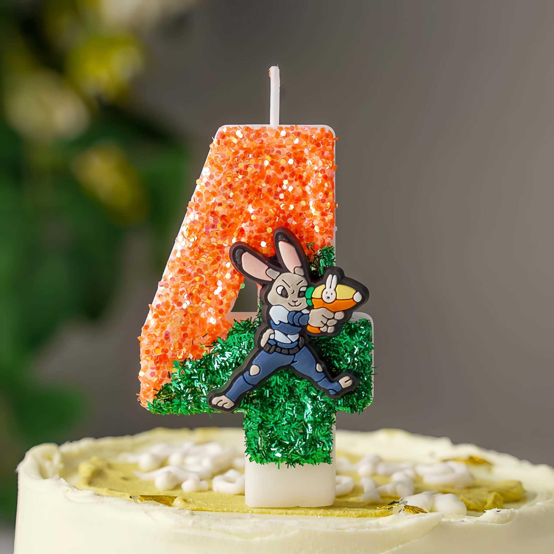 Creative Cartoon Sequins Birthday Cake Candles - Cute Handmade Inserts