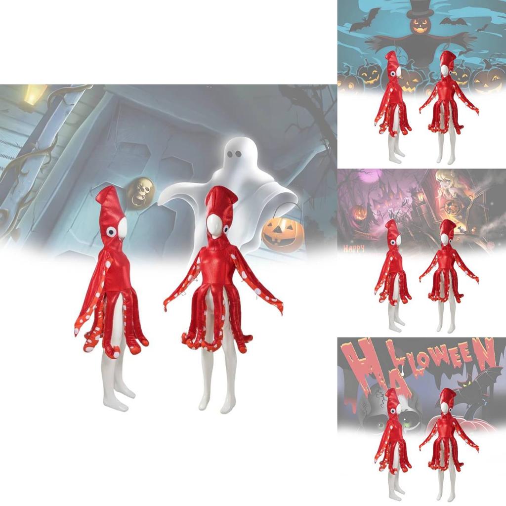 Vibrant Red Squid Outfit For Children Ideal For Anime Roleplay And Themed Events