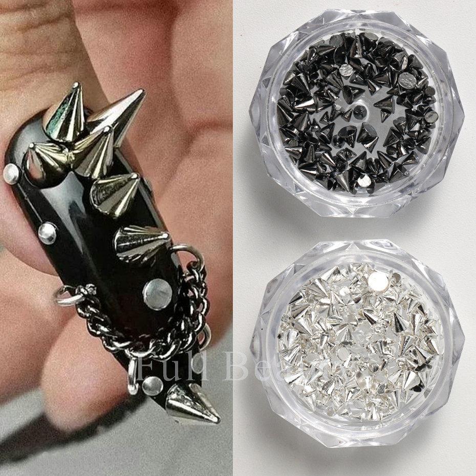 Nail Art Jewelry, Dark Punk Style Bullet Head Rivet Size Mixed Nail Decoration