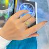 Bella Box New Delicate Flower Shaped Yellow Temperament Opening Rings For Women Zircon Wedding Engagement Party Fine Vintage Jewelry Valentine's Gift