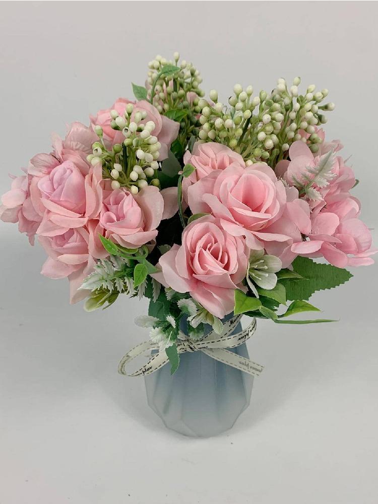 4 Pcs Artificial Rose Hydrangea Bouquet 26cm Silk Fake Flowers for Wedding Home Indoor Decoration