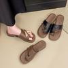 Fashion 2025 Summer New Roman Style Women's Slippers Open-Toe Sandals Outdoor Beach Flat Heel Anti-Slip Versatile Slippers Simple Design