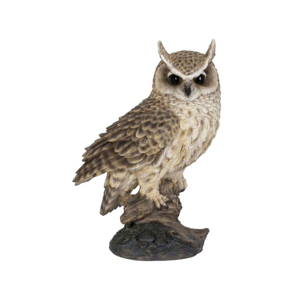 Ubia Owl Perched on a Small 19 x 13 x Garden H22287 Stump, 26.5 cm, Figurine, Animal, Decor, Bird,