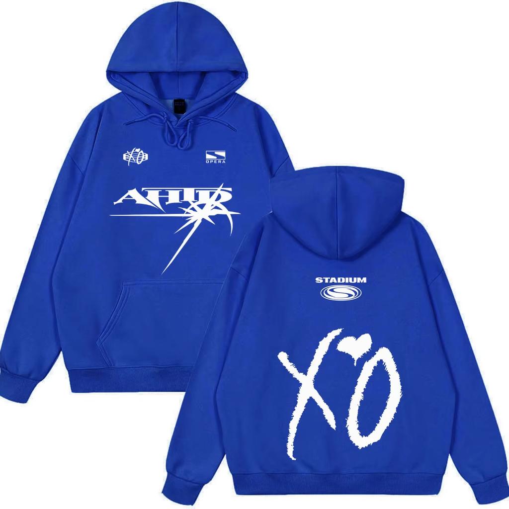 Męska Damska Bluza z Kapturem XO The Weeknd Stadium Tour Unisex Oversize Marka Muzyczna Podwójny Nadruk Przód Tył Bluza z Kapturem Casualowa Uliczna Codzienna