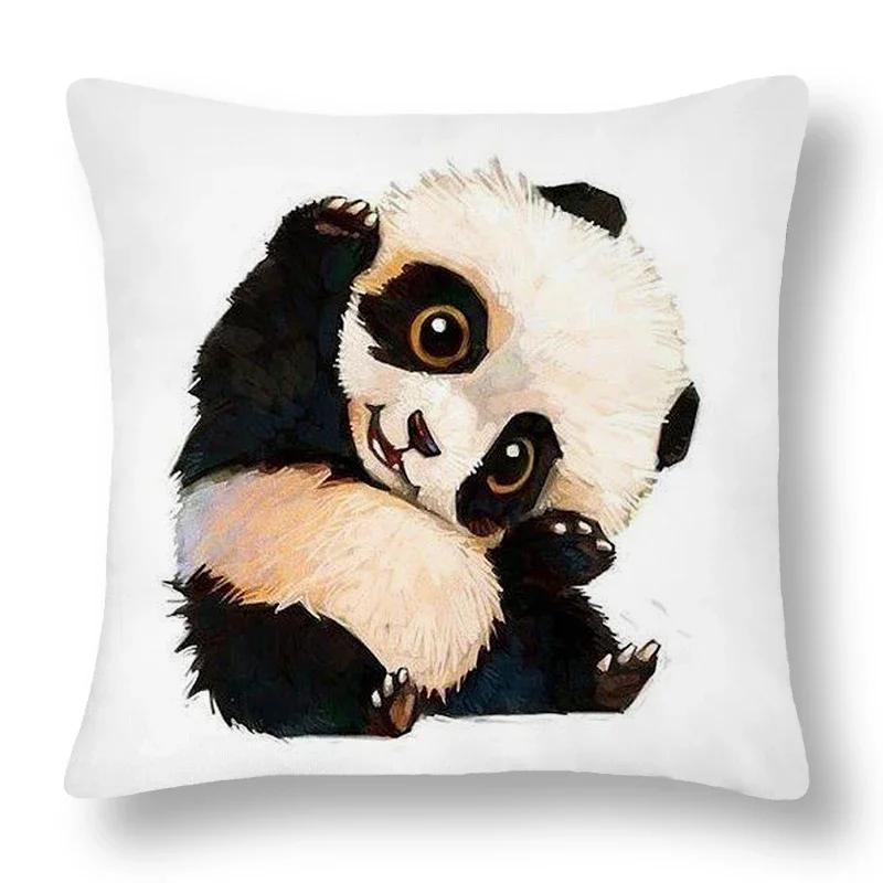 Cartoon Animal Panda Lion Pattern Cushion Cover Pillowcase Home Bedroom Living Room Sofa Car Decorative