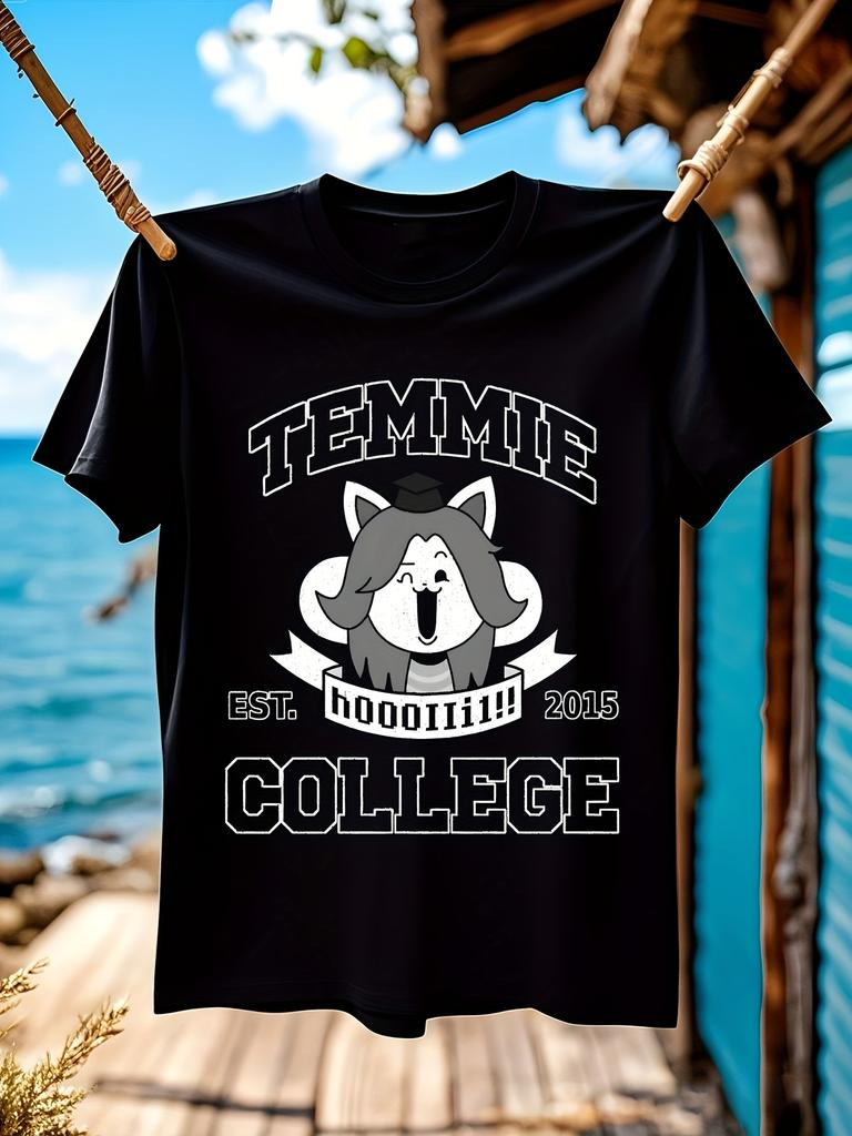 Temmie College Undertale T-shirt - Soft Cotton Tee with Siberian Husky Graphic