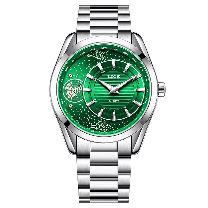 LIGE Top Luxury Watches Men Fashion Casual Quartz Wristwatches 30M Waterproof Luminous Steel Business Mens Watch Gift Reloj